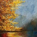 Detalle del otoño del paisaje del río